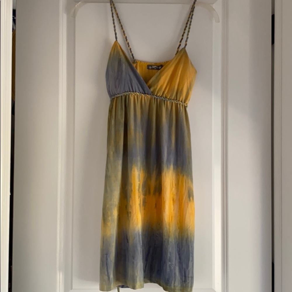 Tie die yellow and gray dress💛